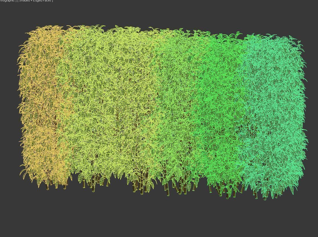 Forsythia 8 bushes Plus 2 hedges collection 3D model_16