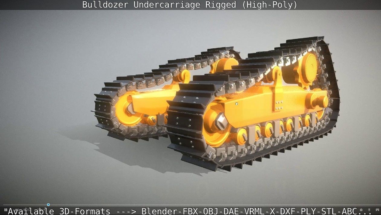 Bulldozer Undercarriage Rigged and Animated High-Poly Version 3D model_24