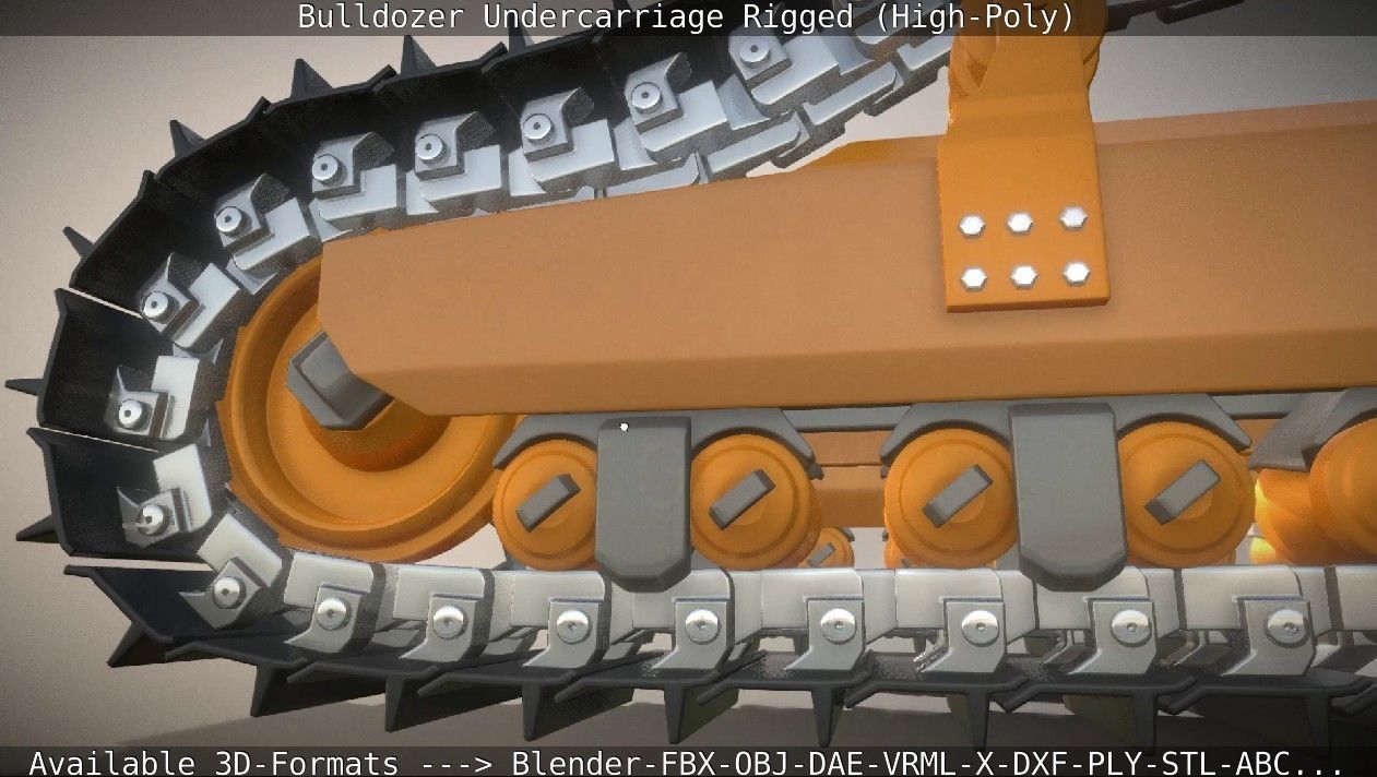 Bulldozer Undercarriage Rigged and Animated High-Poly Version 3D model_89