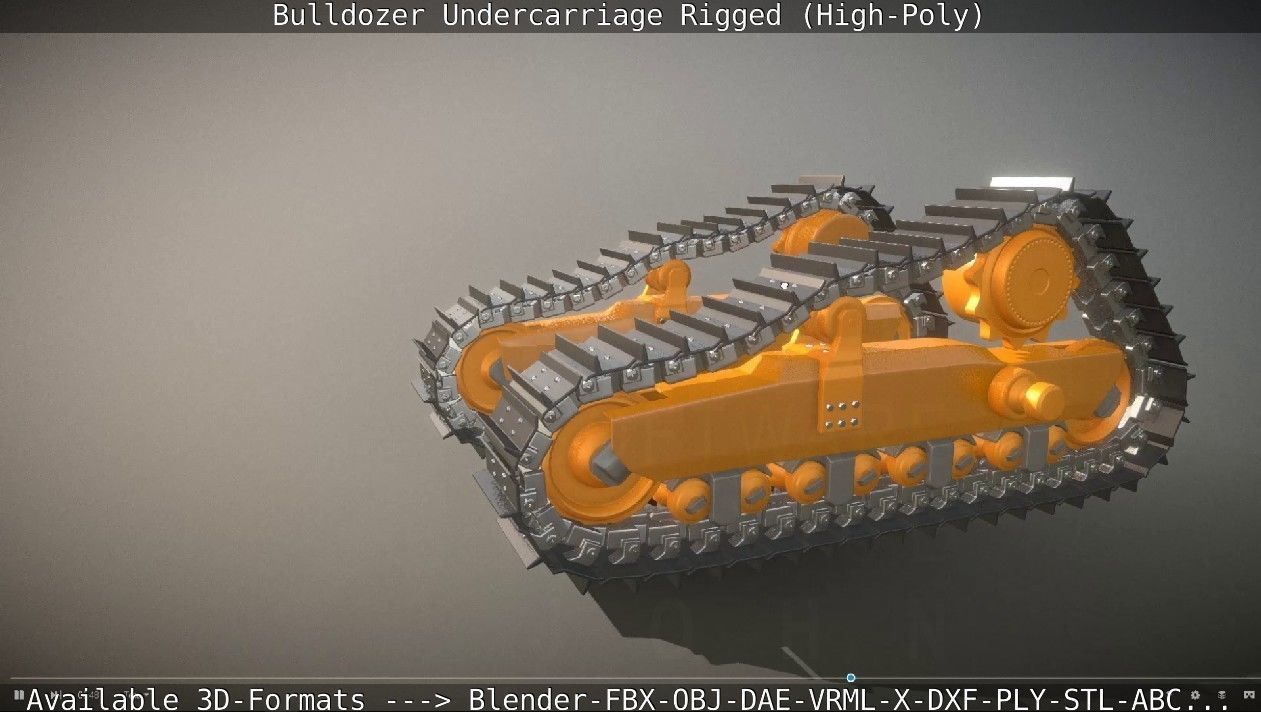 Bulldozer Undercarriage Rigged and Animated High-Poly Version 3D model_86