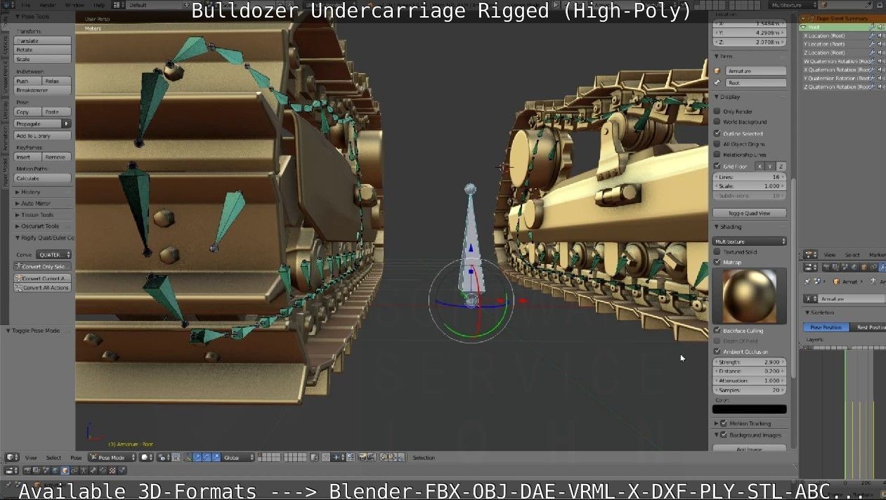 Bulldozer Undercarriage Rigged and Animated High-Poly Version 3D model_67