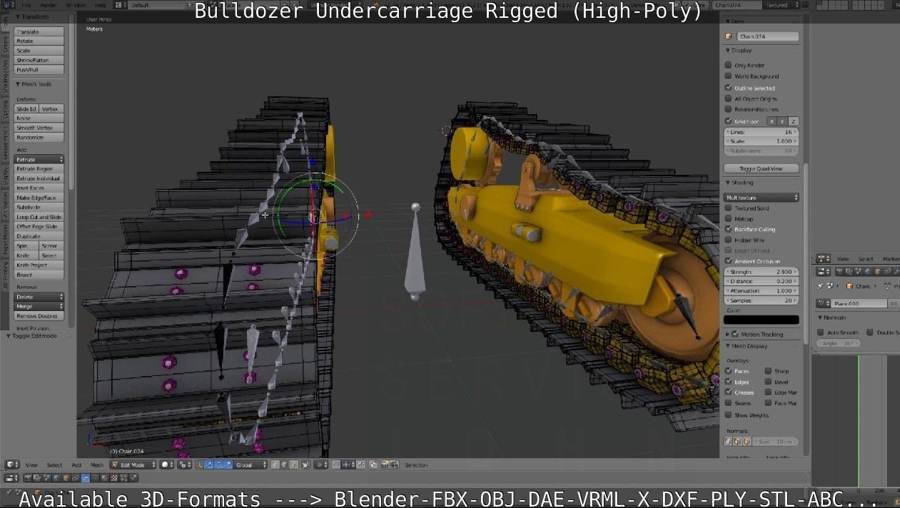 Bulldozer Undercarriage Rigged and Animated High-Poly Version 3D model_75