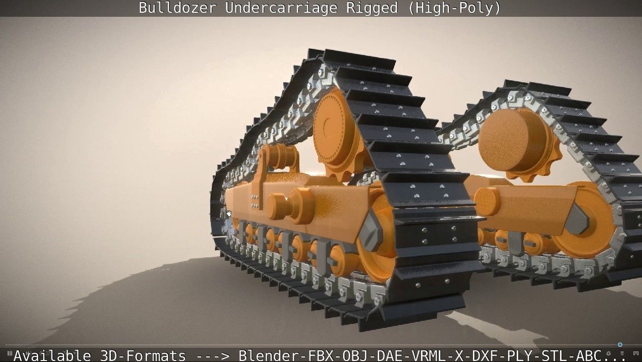 Bulldozer Undercarriage Rigged and Animated High-Poly Version 3D model_88