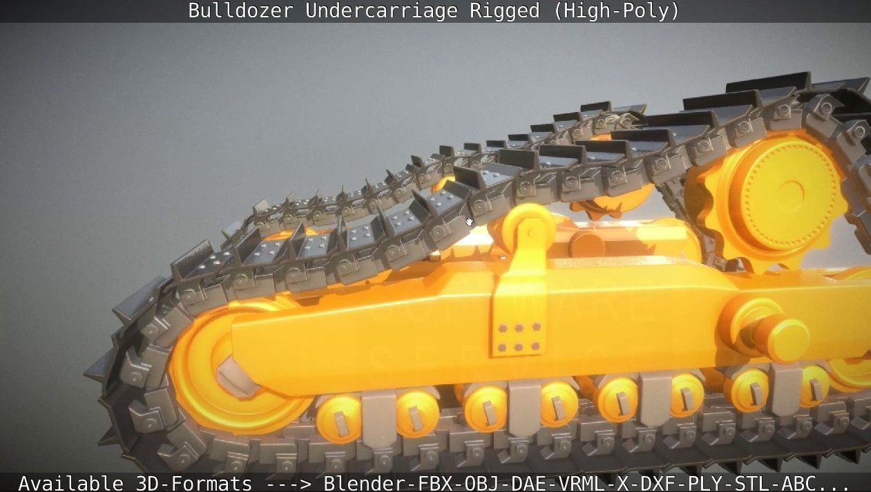 Bulldozer Undercarriage Rigged and Animated High-Poly Version 3D model_20