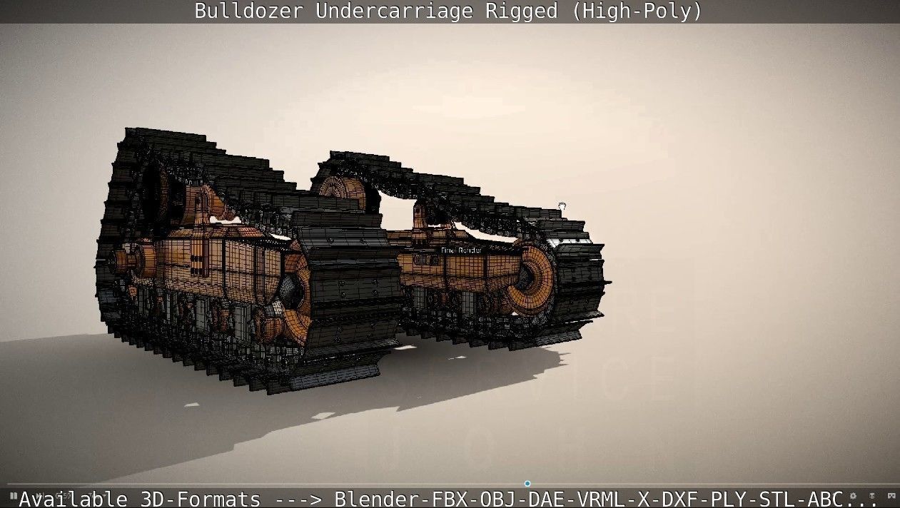 Bulldozer Undercarriage Rigged and Animated High-Poly Version 3D model_15