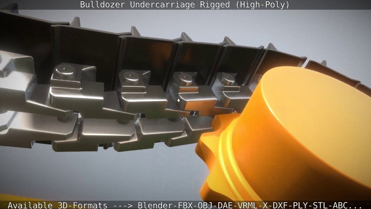 Bulldozer Undercarriage Rigged and Animated High-Poly Version 3D model_10
