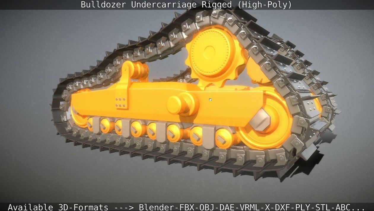 Bulldozer Undercarriage Rigged and Animated High-Poly Version 3D model_25