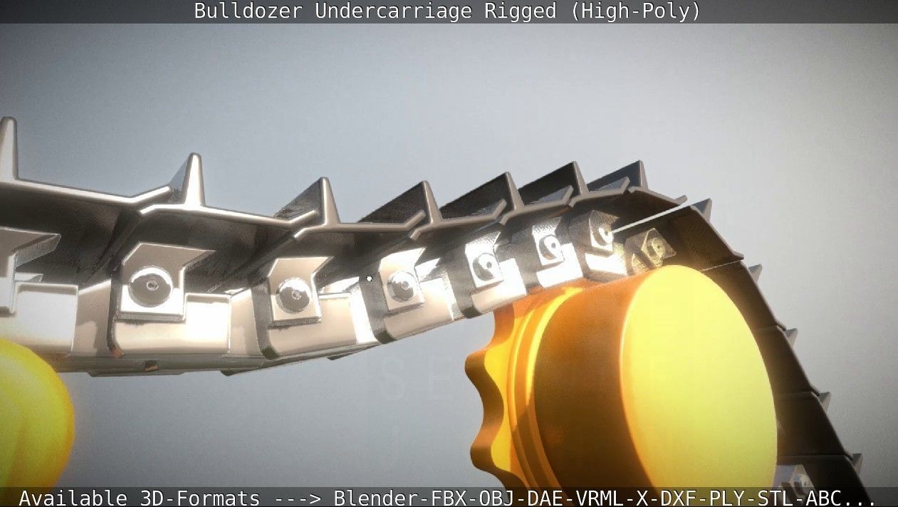 Bulldozer Undercarriage Rigged and Animated High-Poly Version 3D model_18