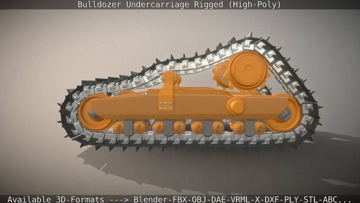 Bulldozer Undercarriage Rigged and Animated High-Poly Version 3D model_96