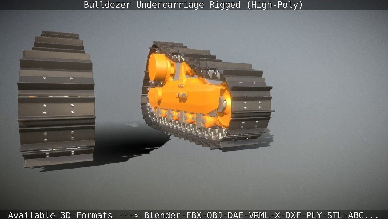 Bulldozer Undercarriage Rigged and Animated High-Poly Version 3D model_93