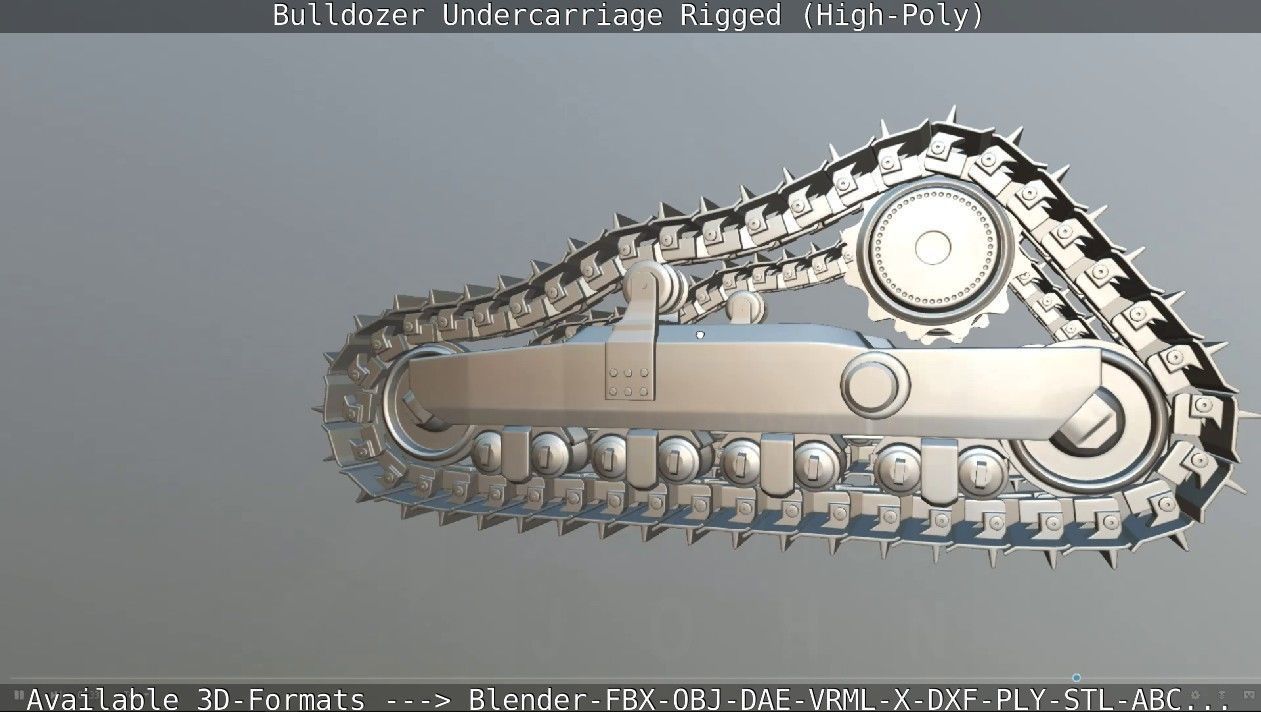 Bulldozer Undercarriage Rigged and Animated High-Poly Version 3D model_29