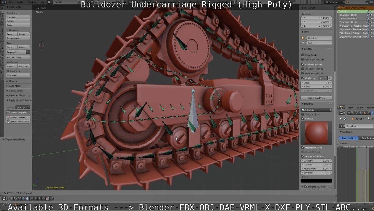 Bulldozer Undercarriage Rigged and Animated High-Poly Version 3D model_57