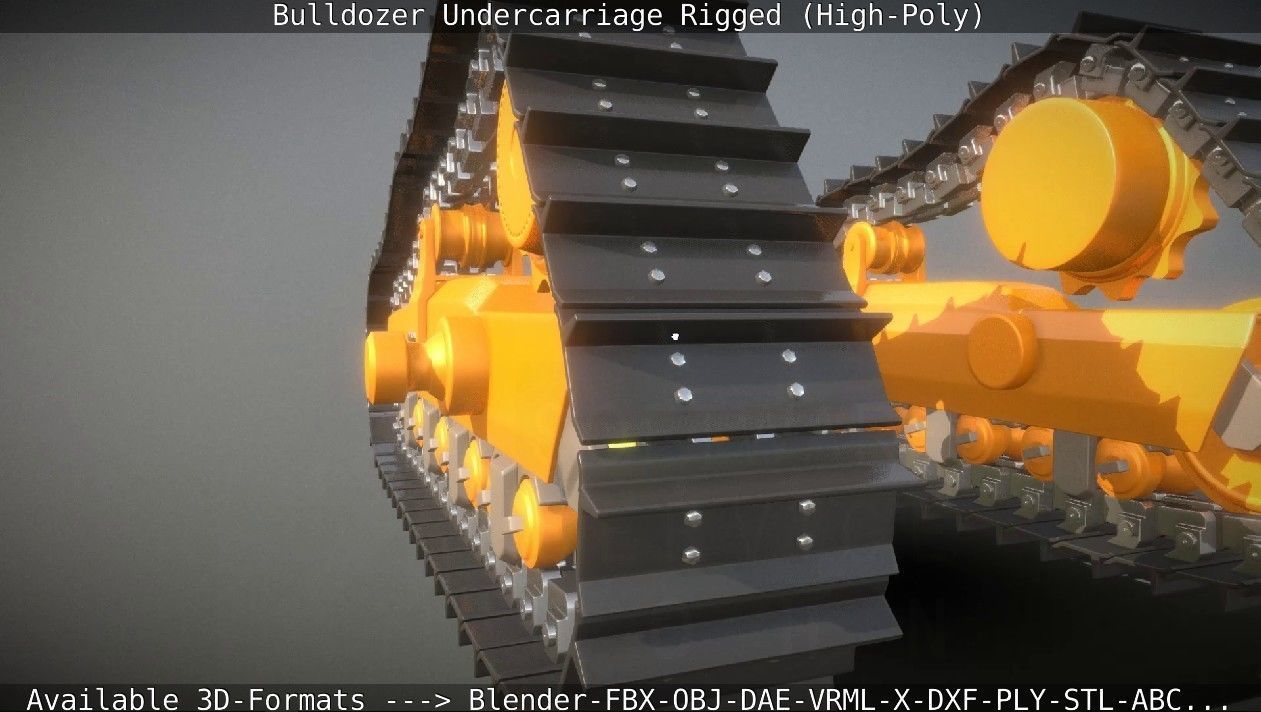Bulldozer Undercarriage Rigged and Animated High-Poly Version 3D model_26