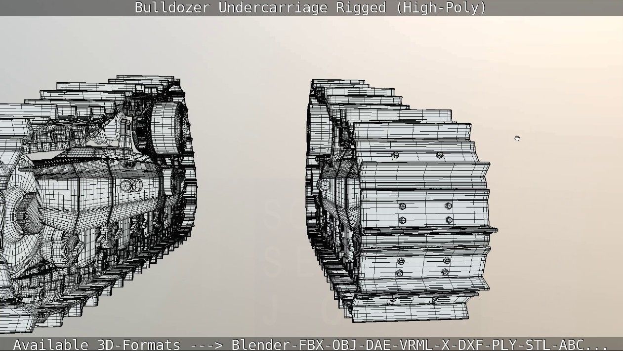 Bulldozer Undercarriage Rigged and Animated High-Poly Version 3D model_38