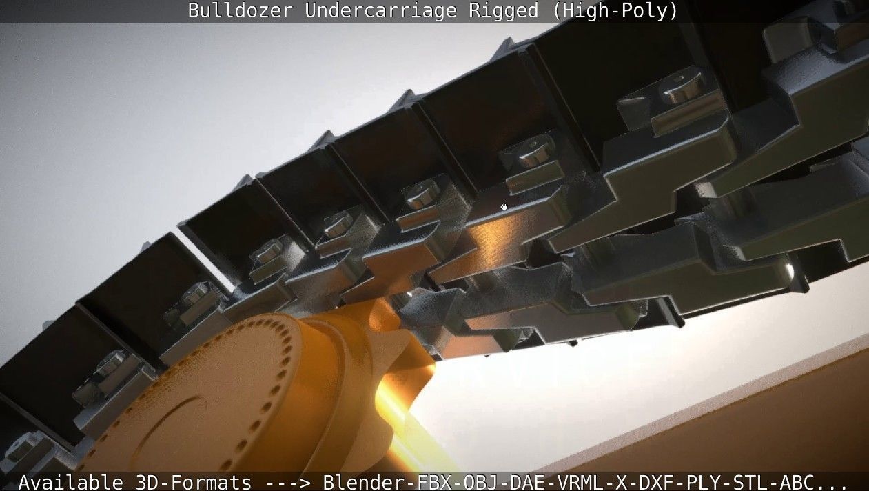 Bulldozer Undercarriage Rigged and Animated High-Poly Version 3D model_7