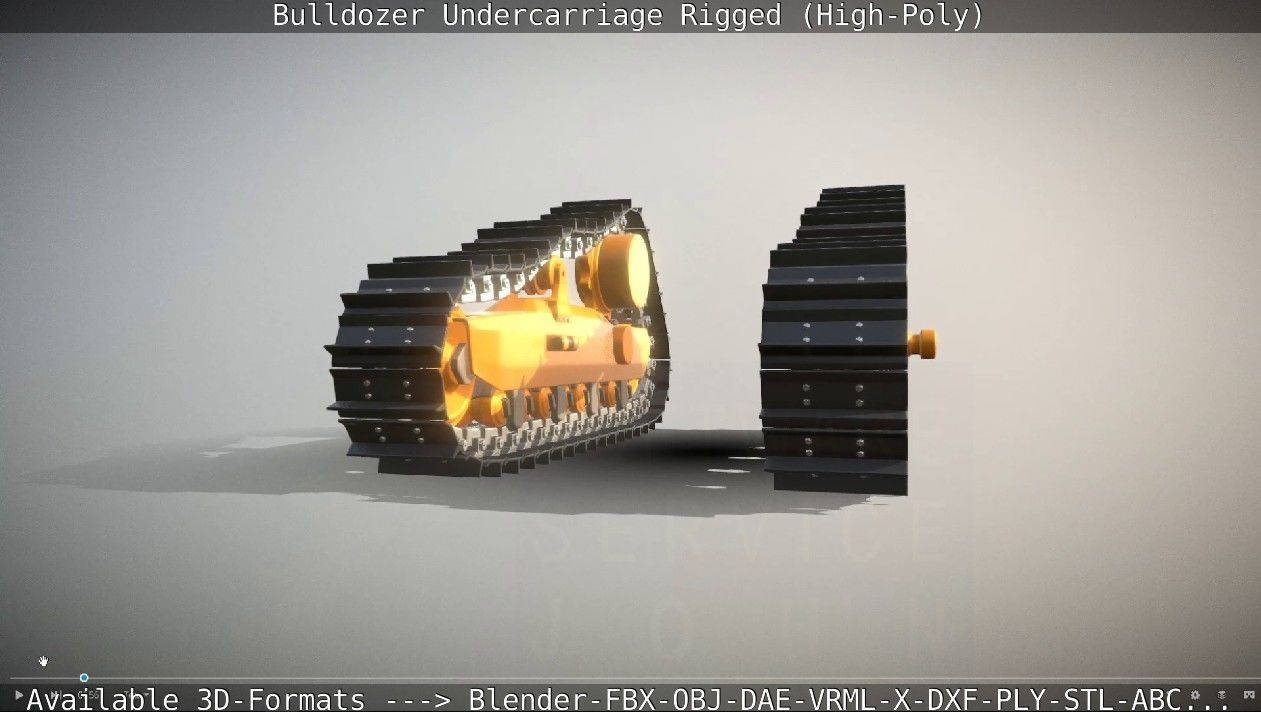 Bulldozer Undercarriage Rigged and Animated High-Poly Version 3D model_23