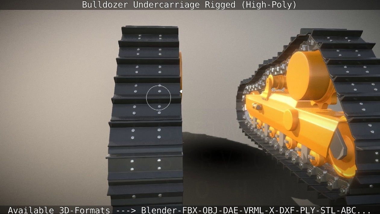 Bulldozer Undercarriage Rigged and Animated High-Poly Version 3D model_99