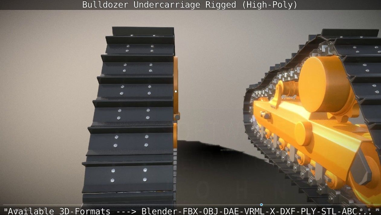 Bulldozer Undercarriage Rigged and Animated High-Poly Version 3D model_100