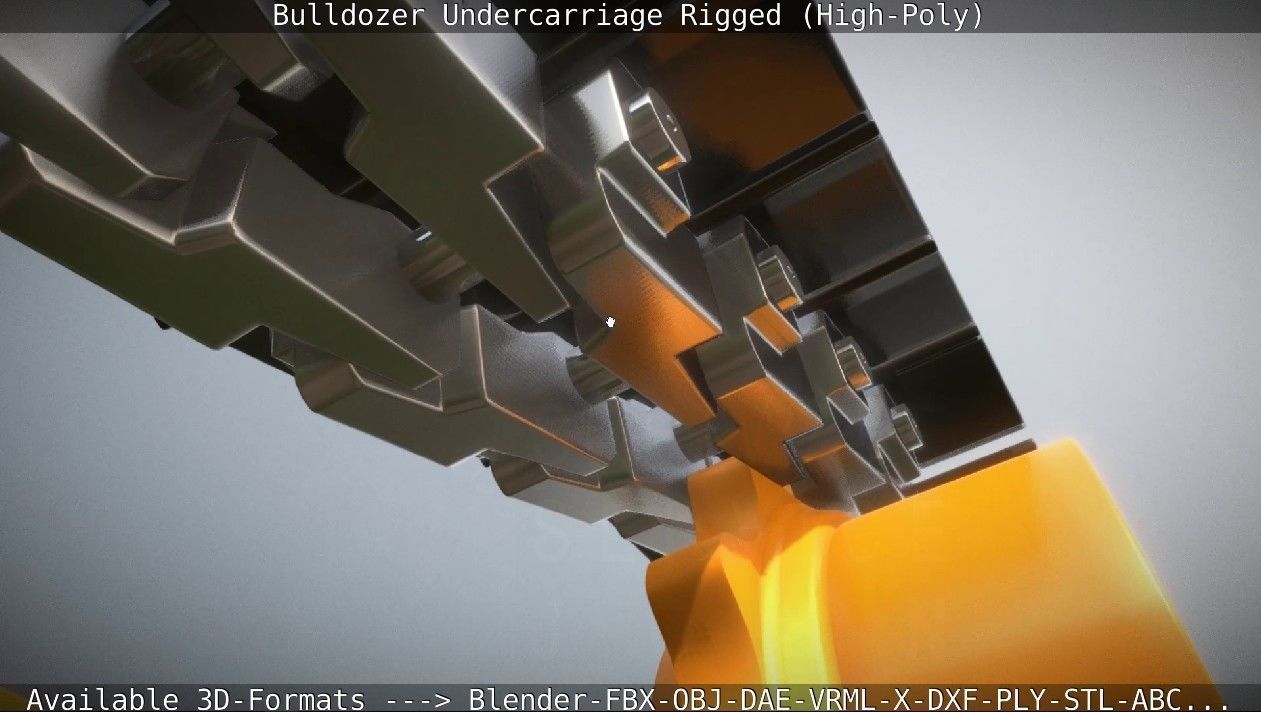 Bulldozer Undercarriage Rigged and Animated High-Poly Version 3D model_8