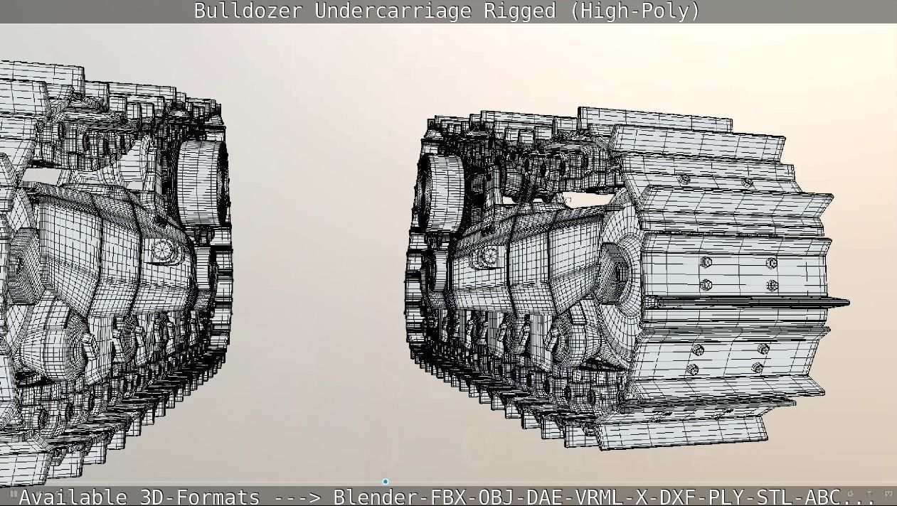 Bulldozer Undercarriage Rigged and Animated High-Poly Version 3D model_40