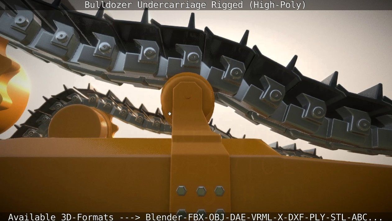 Bulldozer Undercarriage Rigged and Animated High-Poly Version 3D model_3