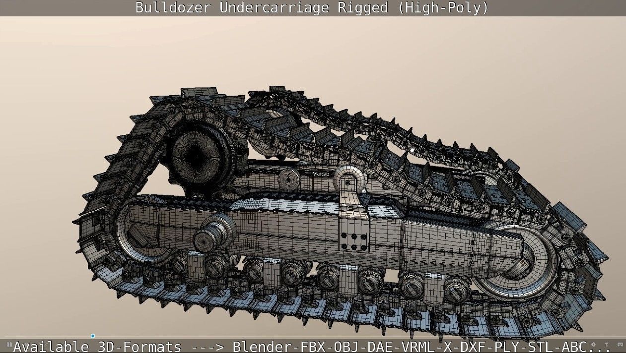 Bulldozer Undercarriage Rigged and Animated High-Poly Version 3D model_14
