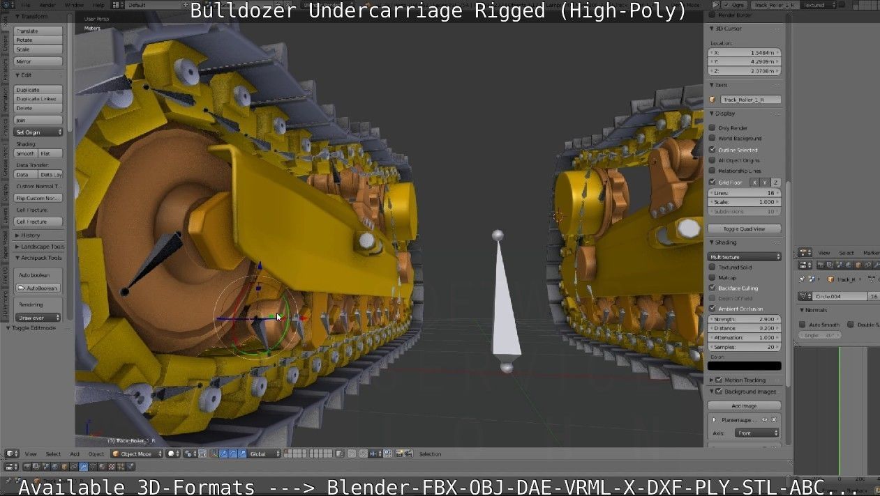 Bulldozer Undercarriage Rigged and Animated High-Poly Version 3D model_79