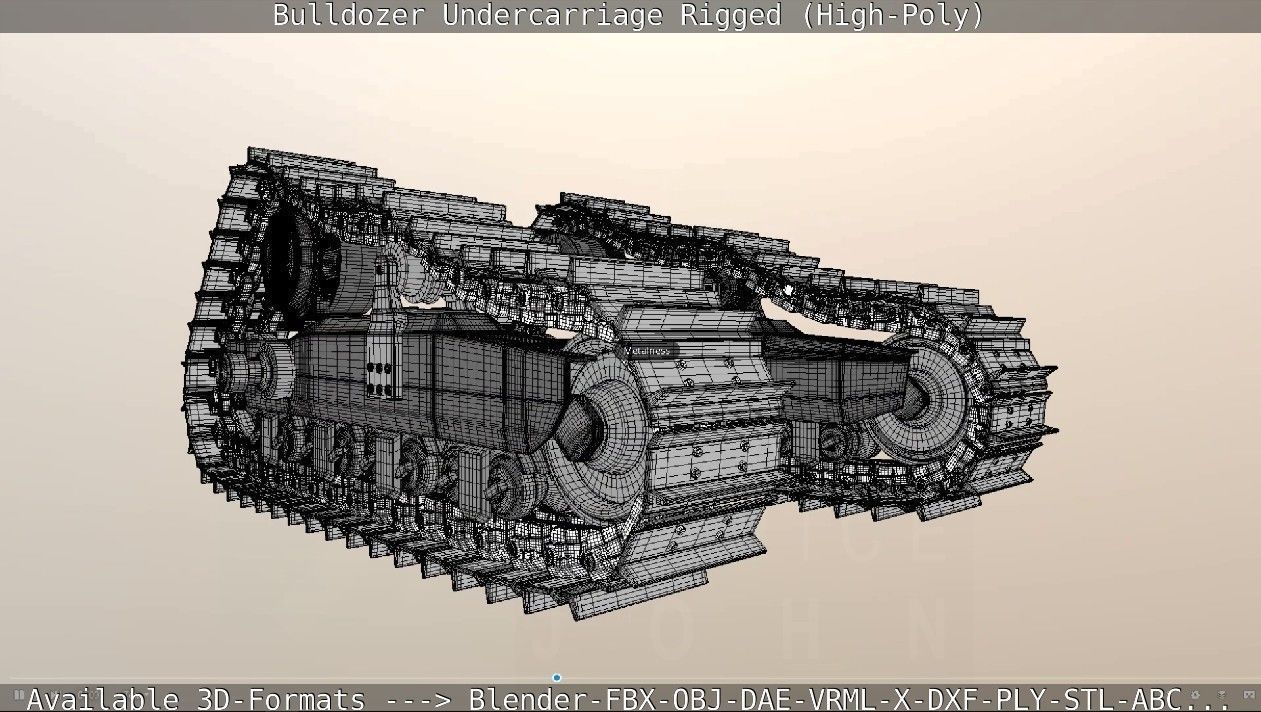 Bulldozer Undercarriage Rigged and Animated High-Poly Version 3D model_11