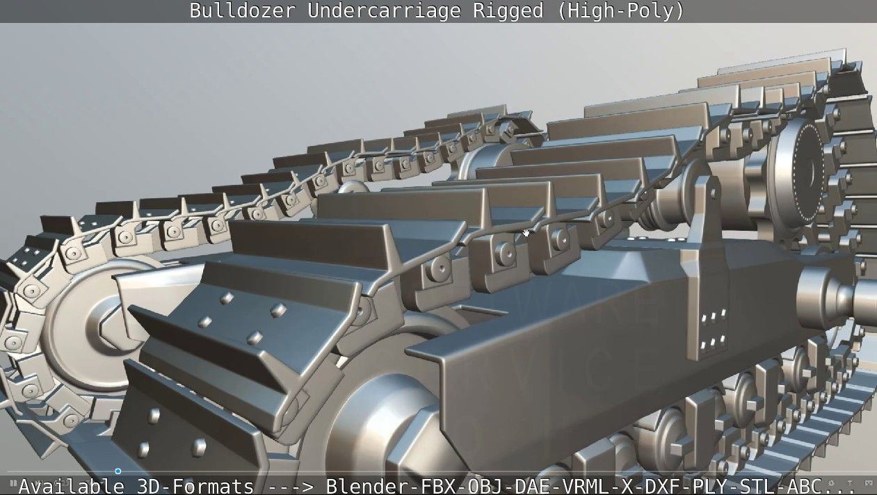 Bulldozer Undercarriage Rigged and Animated High-Poly Version 3D model_31