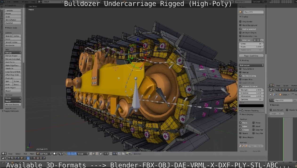 Bulldozer Undercarriage Rigged and Animated High-Poly Version 3D model_78