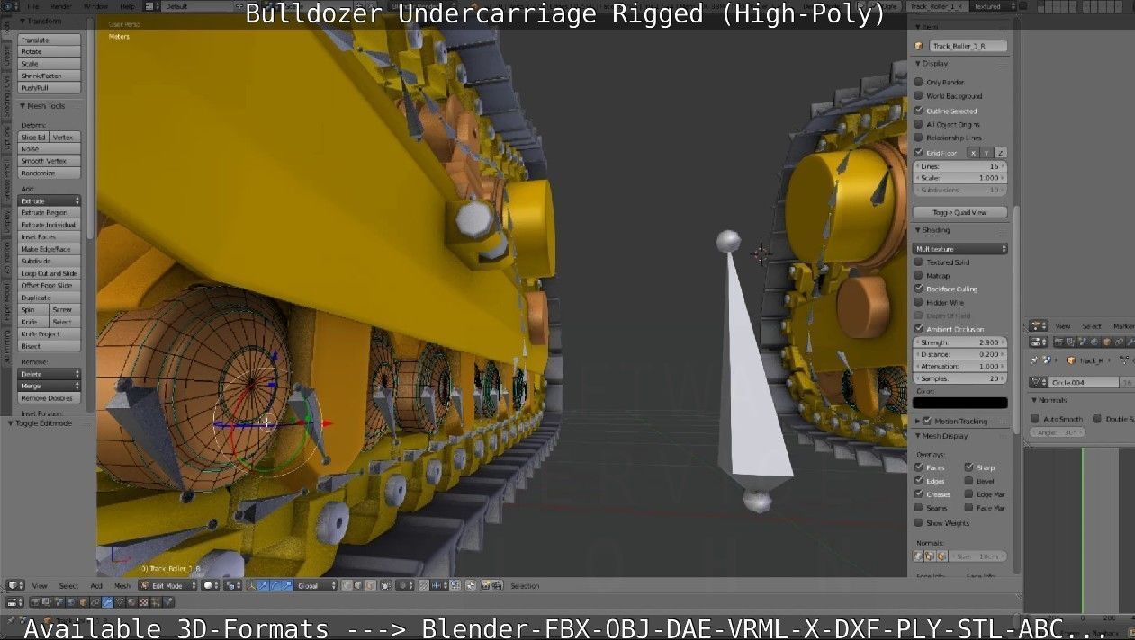 Bulldozer Undercarriage Rigged and Animated High-Poly Version 3D model_80
