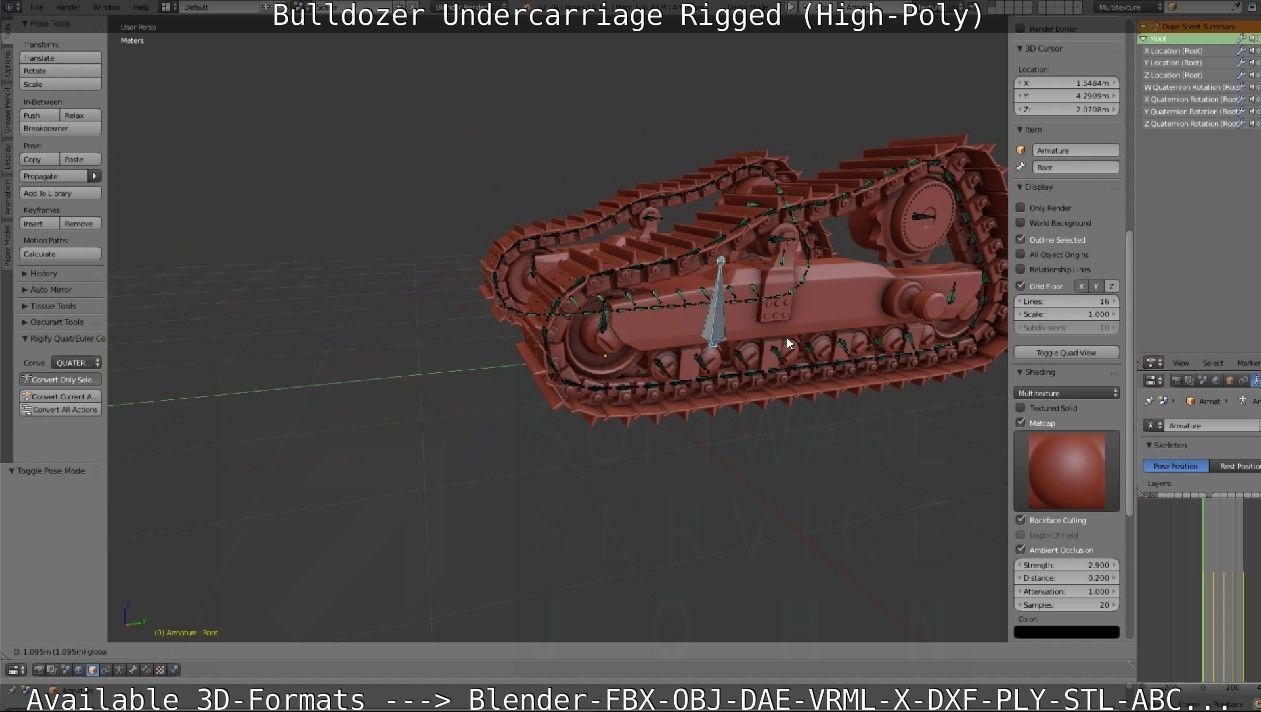Bulldozer Undercarriage Rigged and Animated High-Poly Version 3D model_50