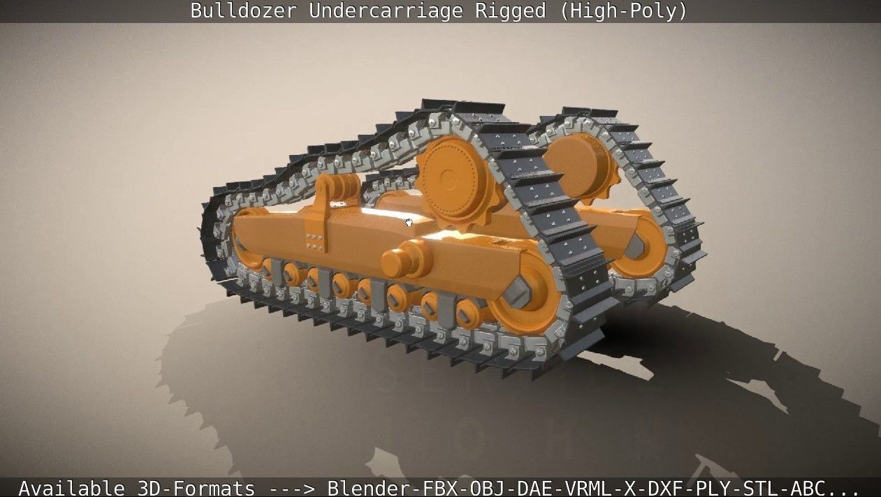 Bulldozer Undercarriage Rigged and Animated High-Poly Version 3D model_97