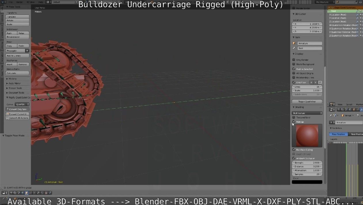 Bulldozer Undercarriage Rigged and Animated High-Poly Version 3D model_49