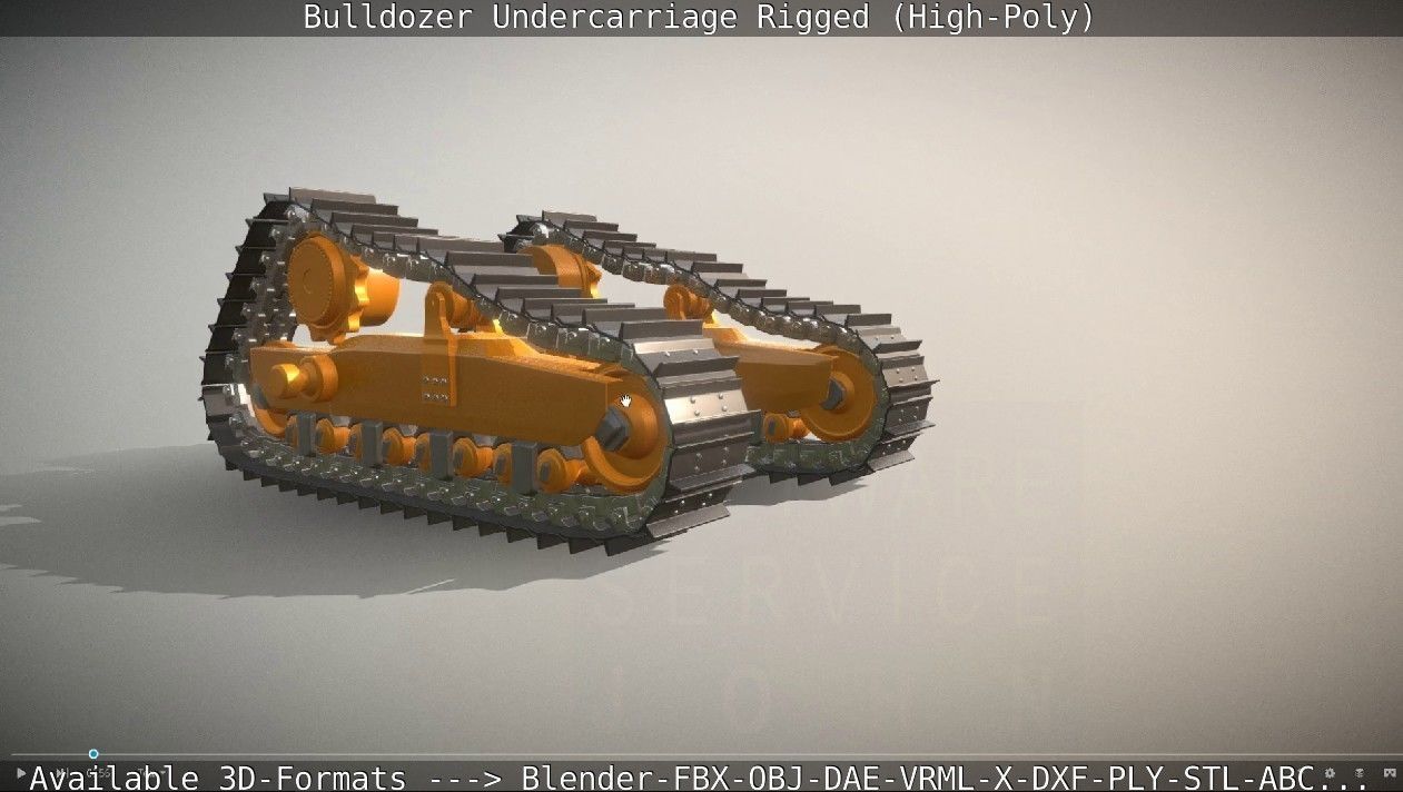 Bulldozer Undercarriage Rigged and Animated High-Poly Version 3D model_12