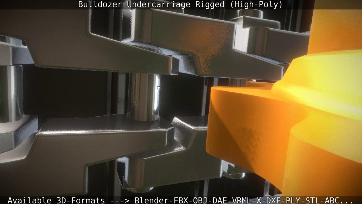 Bulldozer Undercarriage Rigged and Animated High-Poly Version 3D model_9