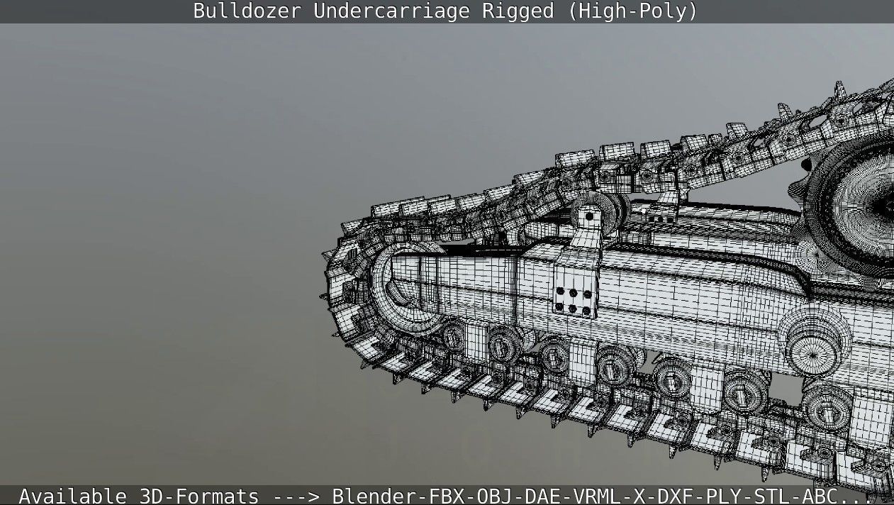 Bulldozer Undercarriage Rigged and Animated High-Poly Version 3D model_36