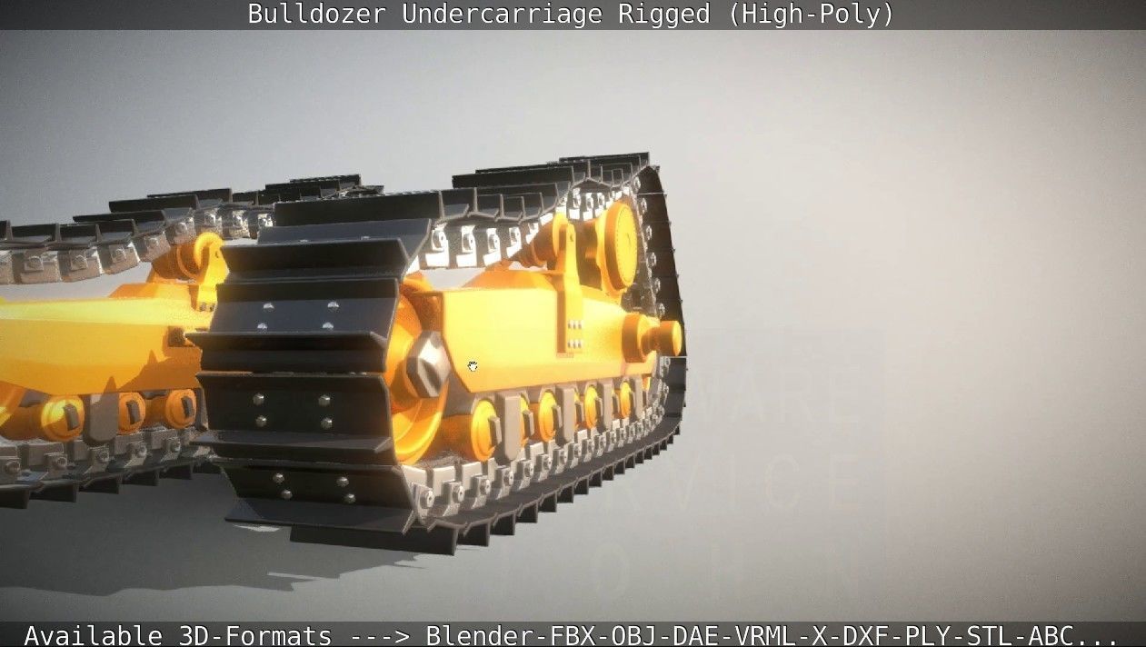 Bulldozer Undercarriage Rigged and Animated High-Poly Version 3D model_22