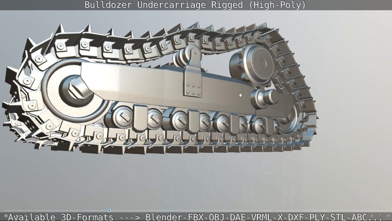 Bulldozer Undercarriage Rigged and Animated High-Poly Version 3D model_32