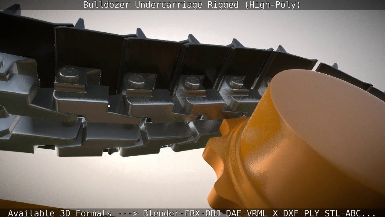 Bulldozer Undercarriage Rigged and Animated High-Poly Version 3D model_104