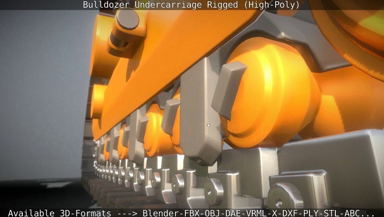 Bulldozer Undercarriage Rigged and Animated High-Poly Version 3D model_91