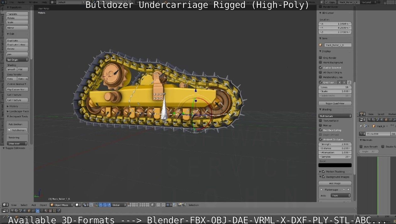 Bulldozer Undercarriage Rigged and Animated High-Poly Version 3D model_84