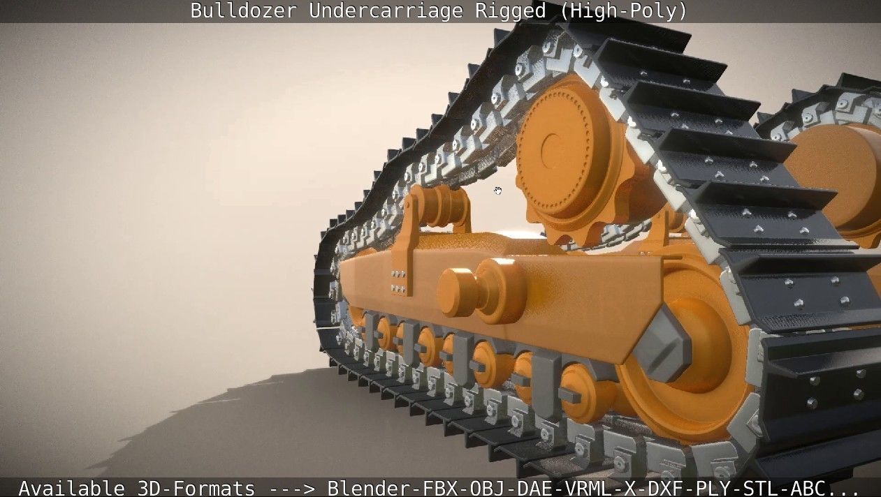 Bulldozer Undercarriage Rigged and Animated High-Poly Version 3D model_87