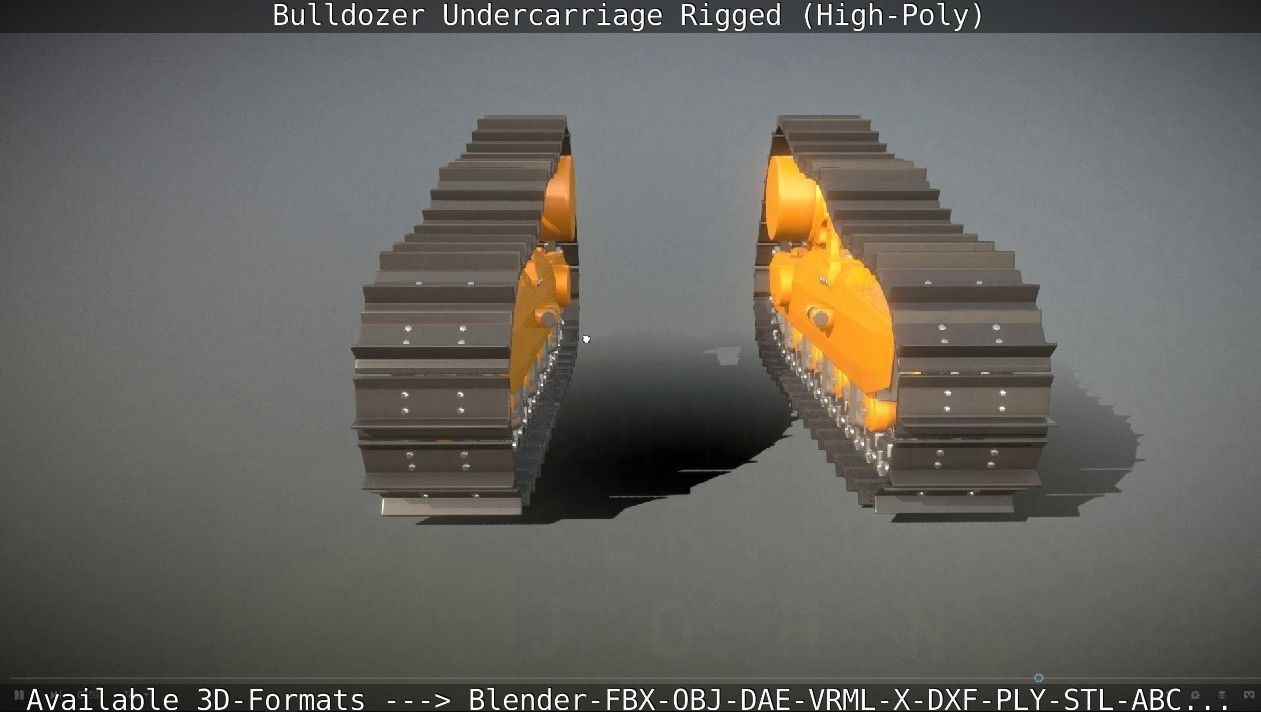 Bulldozer Undercarriage Rigged and Animated High-Poly Version 3D model_94