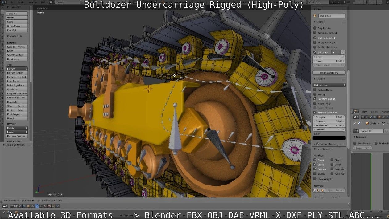 Bulldozer Undercarriage Rigged and Animated High-Poly Version 3D model_77
