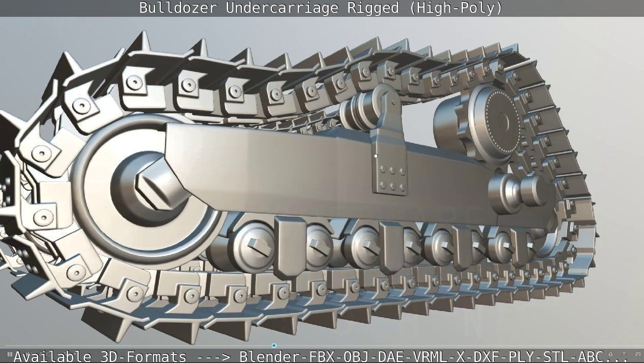 Bulldozer Undercarriage Rigged and Animated High-Poly Version 3D model_33