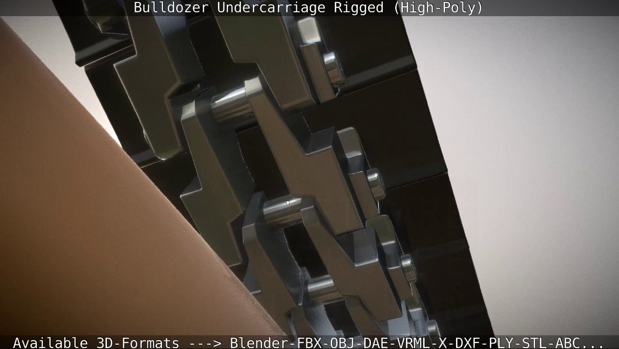Bulldozer Undercarriage Rigged and Animated High-Poly Version 3D model_6