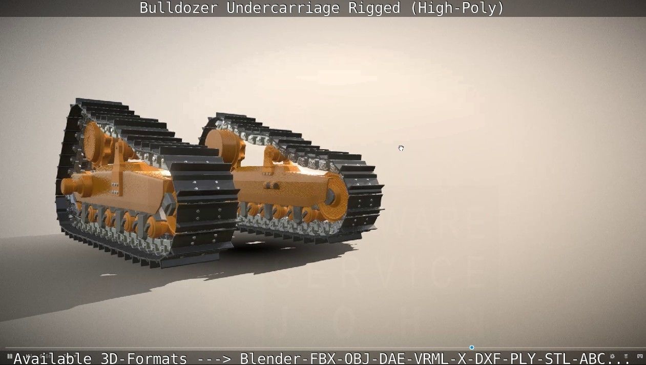 Bulldozer Undercarriage Rigged and Animated High-Poly Version 3D model_16