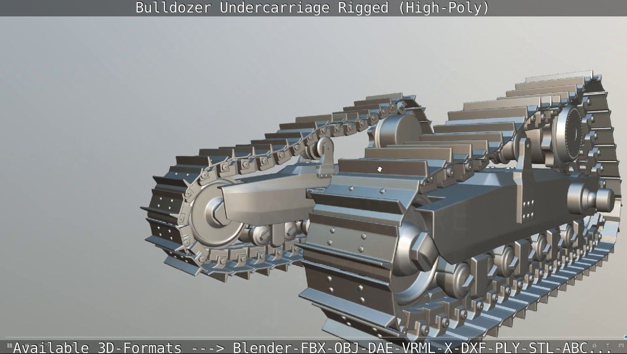 Bulldozer Undercarriage Rigged and Animated High-Poly Version 3D model_30