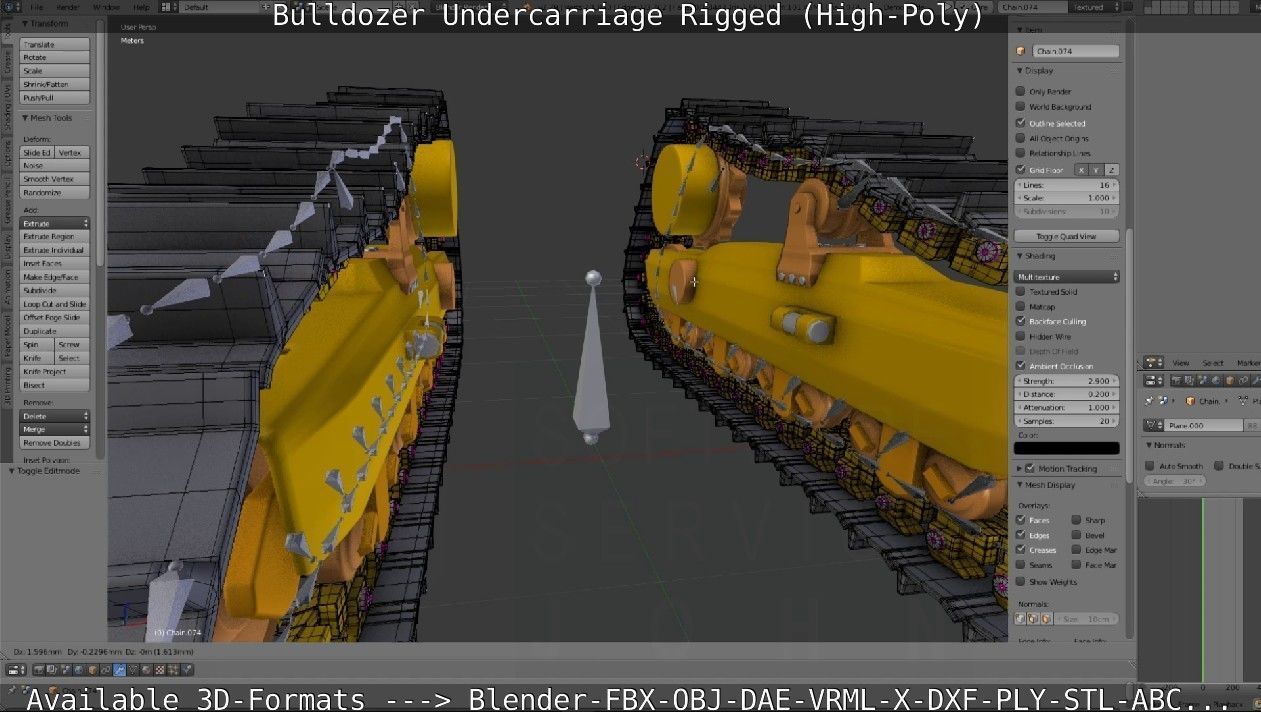 Bulldozer Undercarriage Rigged and Animated High-Poly Version 3D model_74